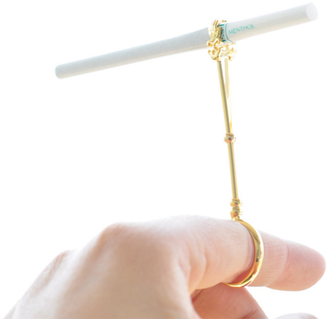 담배 손잡이 링 집게 담배파이프 담배홀더, 골드, 1개, 골드