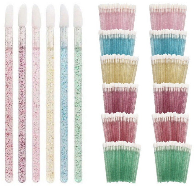 라몽 반짝이면봉 미니브러쉬 립브러쉬 반영구화장 속눈썹연장 타투 색소 믹서 스틱, 6종류, 600개