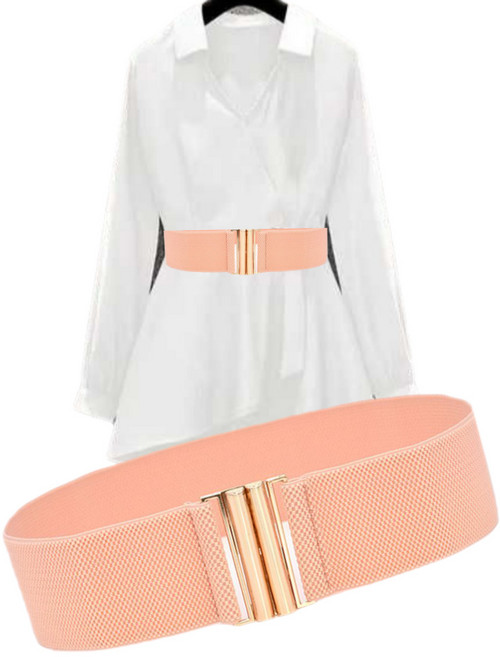 해피엘라 원피스벨트 정장 여성 허리 밴딩 고무 스판 골드 버클 패딩 허리띠 코트 허리끈