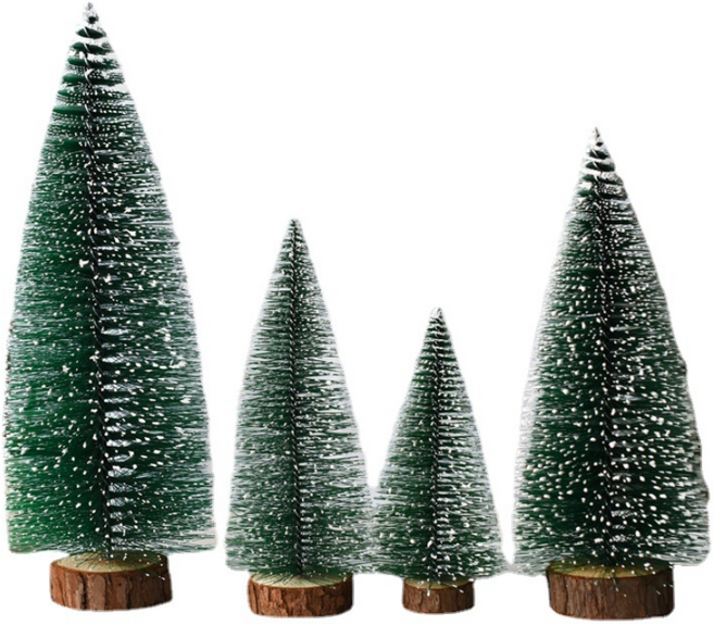 ROOICE 크리스마스 미니 혼합트리 실내 소형 장식트리 세트 스티커 증정SDSMF-7, 4개, 혼합