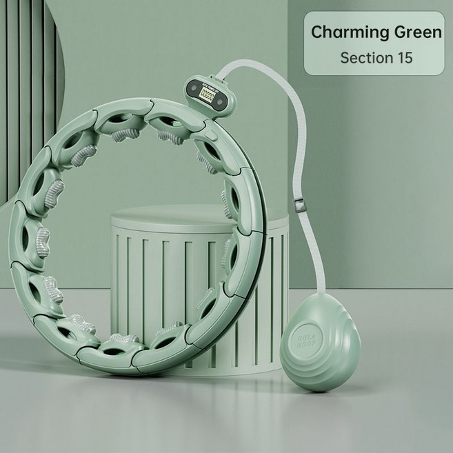 可拆卸磁石計數呼啦圈，健身瘦腹收腹，燃脂不傷腰, 1個, 蜂窩按壓黛綠色-體重140斤內不顯卡路里