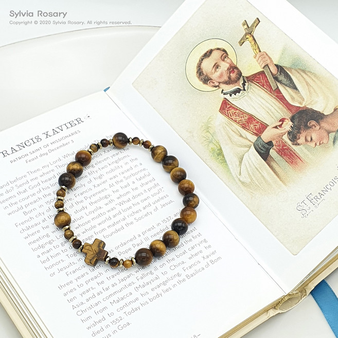 호안석 & 헤마타이트 묵주팔찌 / 8 mm, 1개