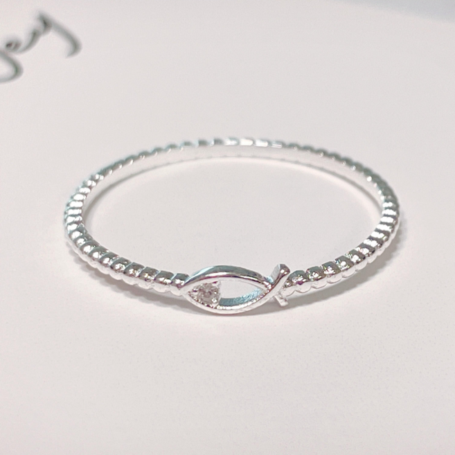 물고기반지 실버 925 모녀 행운 큐빅 물고기 은 애끼 반지 수능 재물운