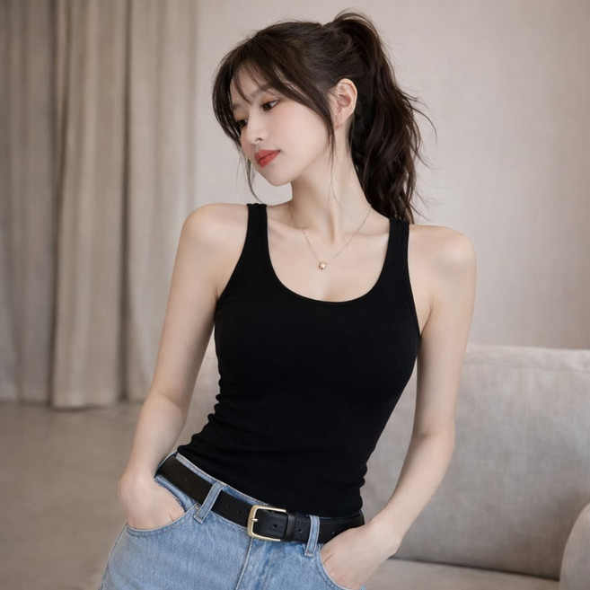 圓領細肩帶背心