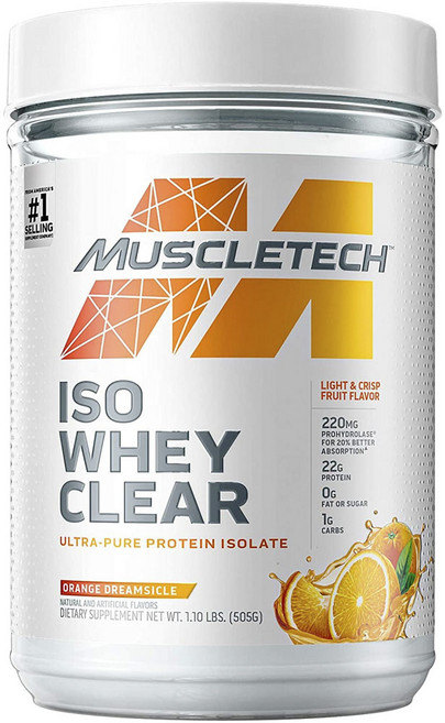 Muscletech Health Iso Whey Clear Ultra-Pure蛋白質 橘子夢幻週期, 505g, 1個