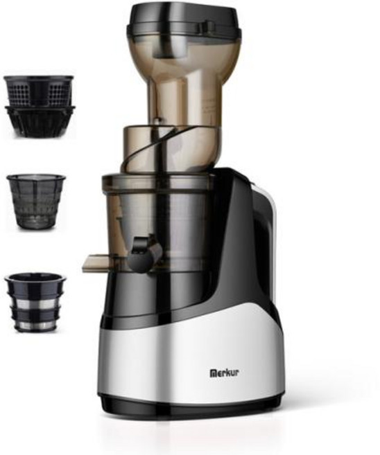 MERKUR 주서기 스크류 추출기 콜드 프레스 7lv 대형 모듈 프라임 쉬운 세척 필터 프리 전기 과일 주서 기계, 8.라이트 그레이 - 미국-220V