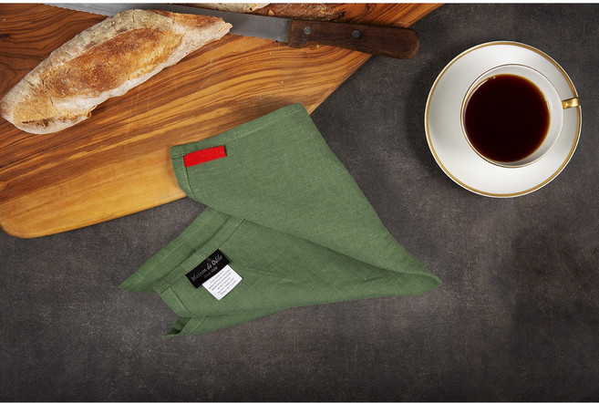 고급 린넨 100% 크리스마스 냅킨 테이블매트 키친크로스 메종드오딜 2개, 올리브그린