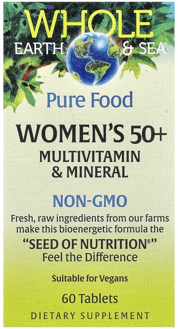 몸관리하세요 겨울입니다 Natural Factors Whole Earth & Sea 50세 이상 여성용 종합비타민 & 미네랄 60정 특별관리진행, NaturalFactorsWholeEarthSea50세, 1개 - 쿠팡