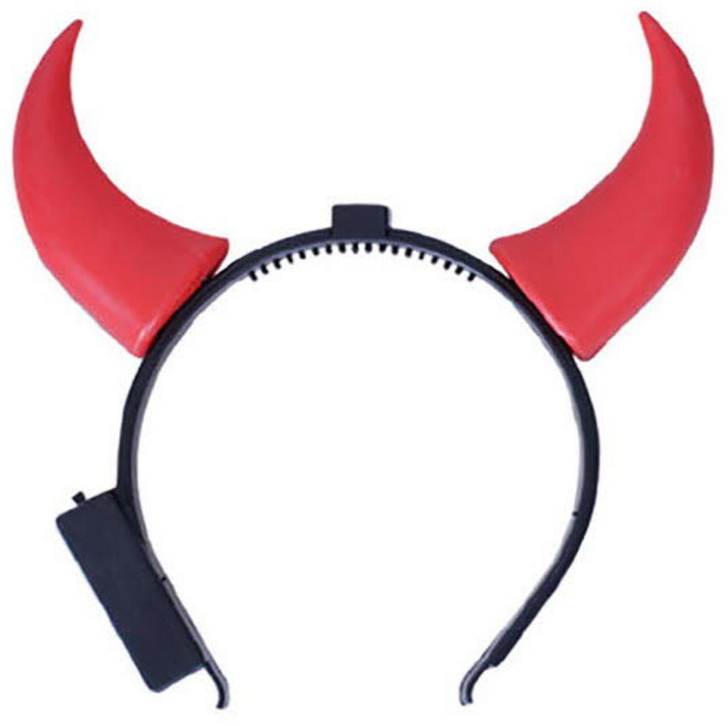 할로윈 머리띠 화관 왕관 고양이 귀여운 호박 천사 악마 유니콘 토끼 머리핀 파티소품 기획전, 18.점등 붉은 악마뿔 머리띠 [중]