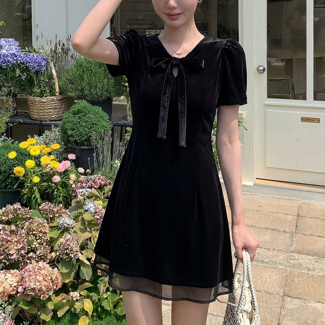 여성 여름 나시 원피스 러플 코듀로이 슬리핏 원피스 JQ250312