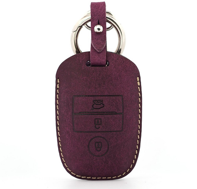 페레노 기아 올뉴 모닝 더뉴 레이 스마트키 가죽케이스 키홀더 키링 PK04, 푸에블로 퍼플