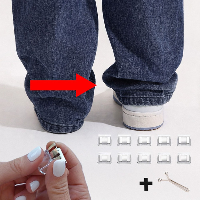 핏클립 바지 밑단 기장조절 무손상 고정 클립, 10개, 투명