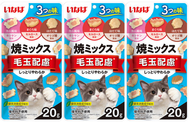 이나바 야끼믹스 닭가슴살 져키 고양이 간식, QSC-117/헤어볼, 20g, 3개