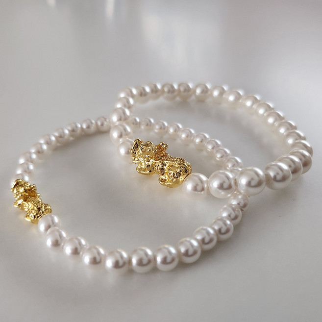 재물 금전운 황금비휴 진주 팔찌