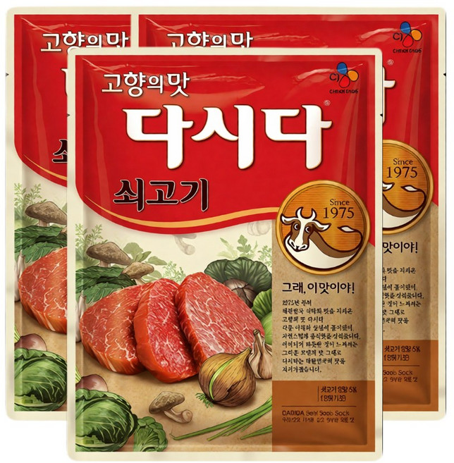 CJ제일제당 쇠고기 다시다, 1kg, 3개