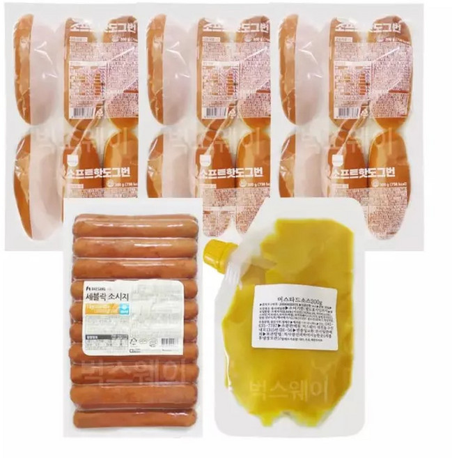 세블락 핫도그 만들기세트 18인분(머스타드소스) /핫도그재료, 18개