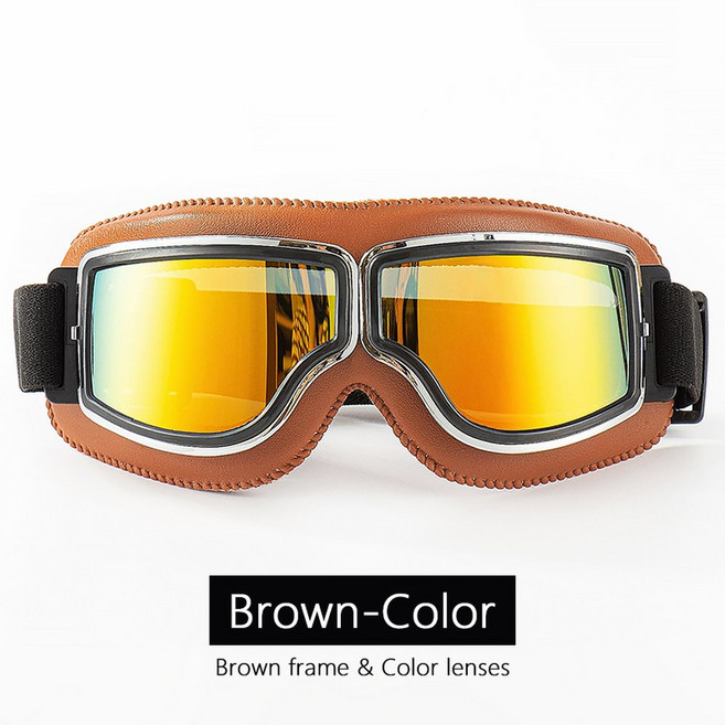 라이딩 고글 자전거 라이다 모터사이클 빈티지 가죽 모토 모터바이크 스팀펑크 스쿠터 바이커 방진 글래스 헬멧용