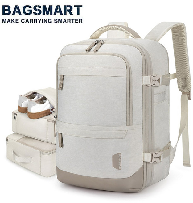 BAGSMART 가방 여행 배낭 Easyjet 캐빈 45x36x20 남성용 소모성 방수 17 노트북, 01 4PCS, 01 CHINA, 40L beige