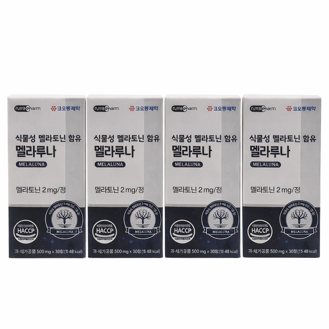꿀잠 온다! 식물성 멜라토닌 함유 멜라루나 2mg 30정 코오롱제약, 4세트, 30회분 - 쿠팡