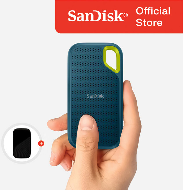 샌디스크 외장 SSD E61 익스트림 포터블 대용량 고성능 + 보관 케이스 패키지, 4TB, 몬테레이