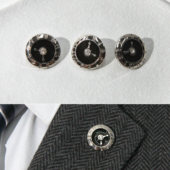 [아재리노] 검정시계 배지 브로치 정장 뱃지