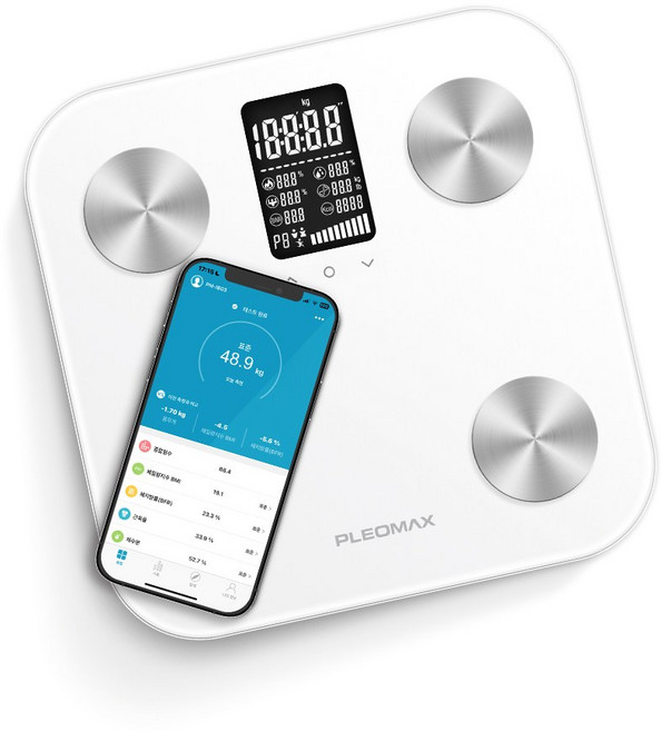 플레오맥스 와이드패널 스마트 체지방 체중계 PM-IB03, 화이트