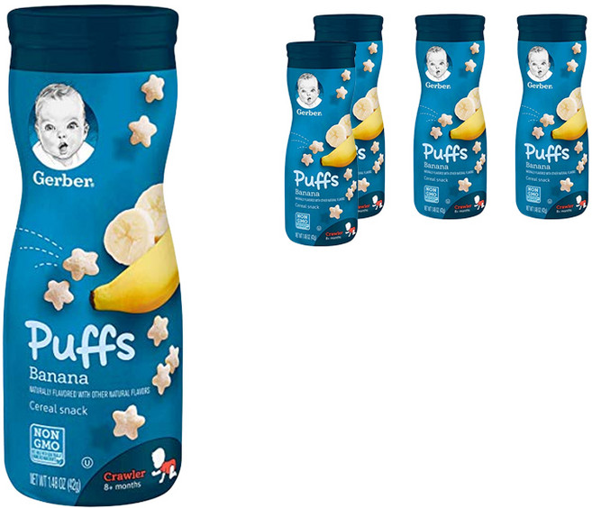 거버 퍼프 시리얼 스낵 42g, 5개, 바나나 (Banana)