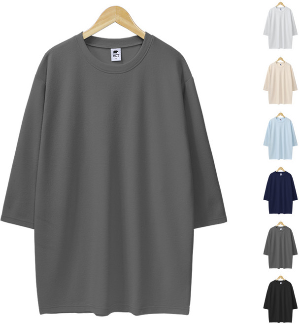 엠제이스타 남녀공용 냉감 통기성 링클프리 구김없는 엠보 7부 반팔 티셔츠 오버핏 빅사이즈 반팔티 라운드티