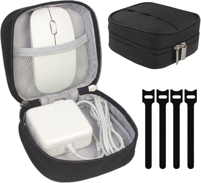 월간리빙 멀티 충전기 마우스 보관 파우치, 2개, 블랙