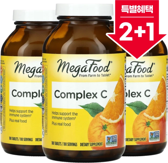 2+1 메가푸드 콤플렉스 C 180정 플라보노이드 복함 과일 페놀 혼합물 함유 / 해외직구 미국정품, 3개 - 쿠팡