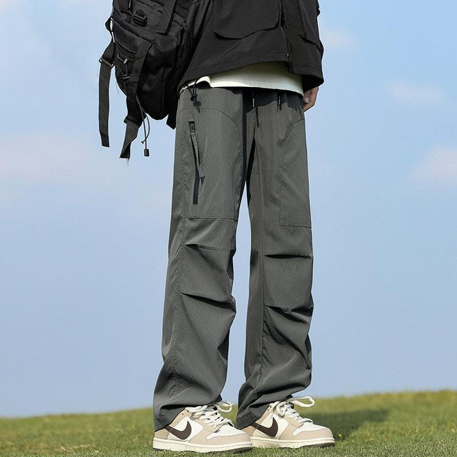 美式休閒褲 男 寬鬆 直筒 工裝褲 登山褲