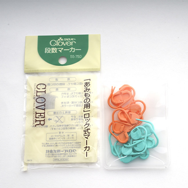 Clover 단수링 뜨개질용품 세트, 오렌지 + 그린, 1세트