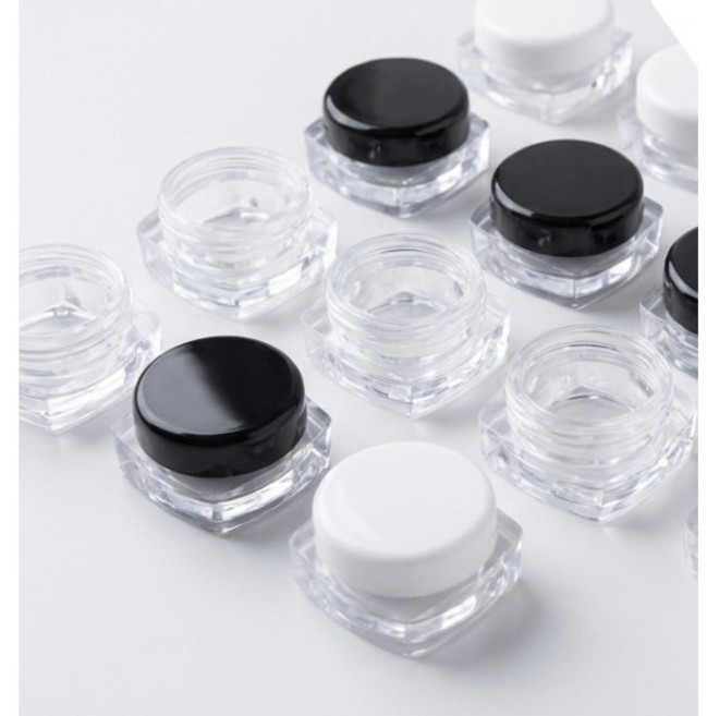 포웨이 3g 5g 사각 투명 크림 용기 화장품 미니 공병, 100개, 5g 블랙