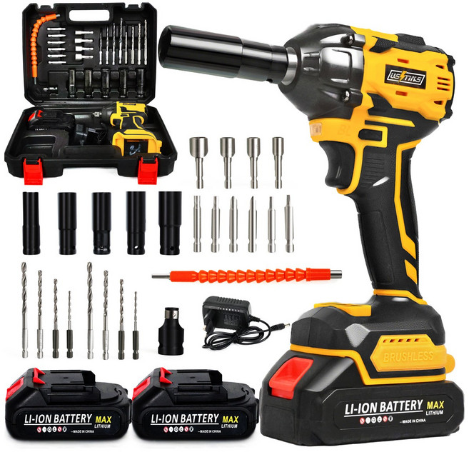 우스틴스 브러시리스 리튬배터리 임팩 전동렌치, 1개, 배터리 2개, 본품 + 배터리1개