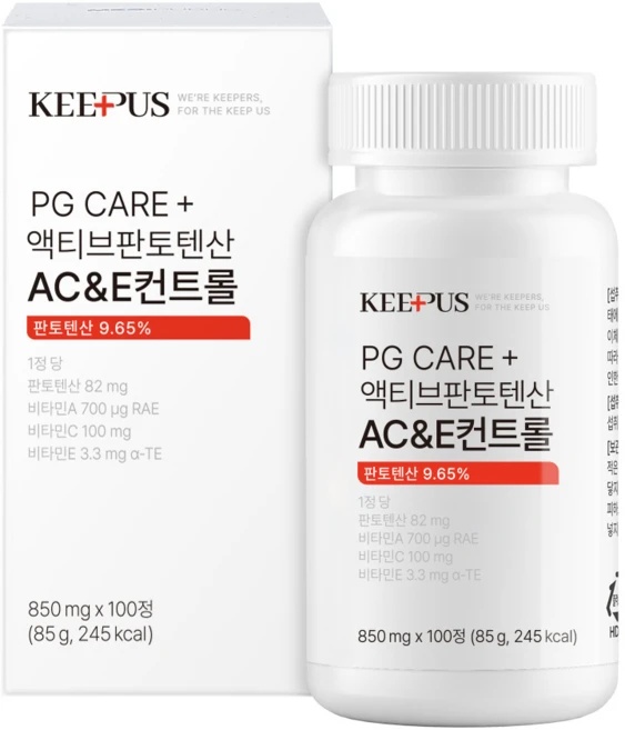판토텐산 PG Care+ 액티브 판토텐산 AC&E 컨트롤, 1개, 100정 - 쿠팡