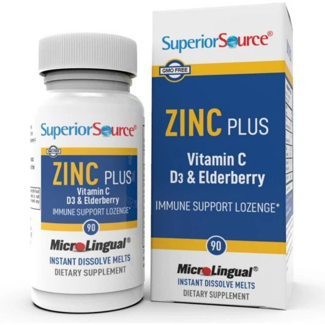 Superior Source Zinc Plus - System Health Support Supplement - Vitamin C Elderberry & Vitamin D3-, 30 mg/ 1/000 IU, 1개 - 쿠팡