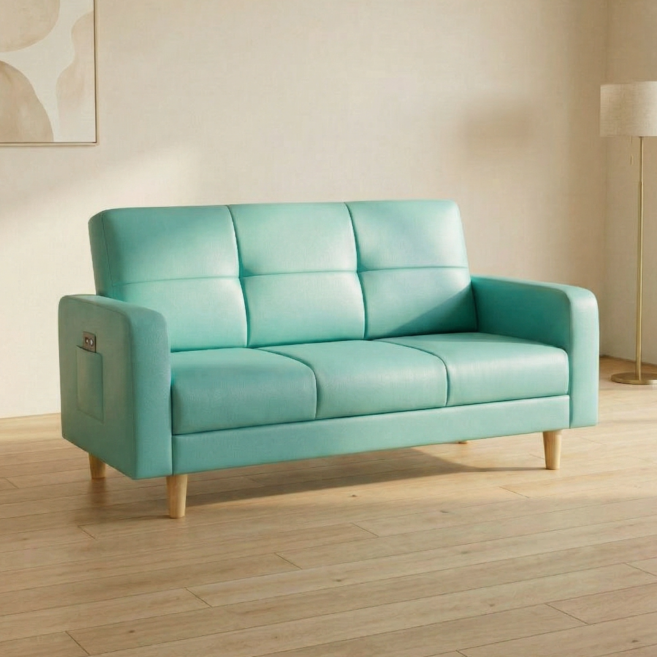 미스티 파스텔 각도조절 2인용 가죽 소파 MTL4 120cm, 민트
