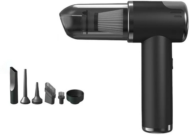 유앤미 휴대용 무선 청소기 차량용 강력 흡입 핸디 청소기, 블랙