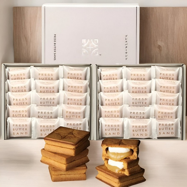 일본 프레스 버터 샌드 크림샌드 쿠키 고소하고 진한맛 15개입 x2박스, 2박스, 100g