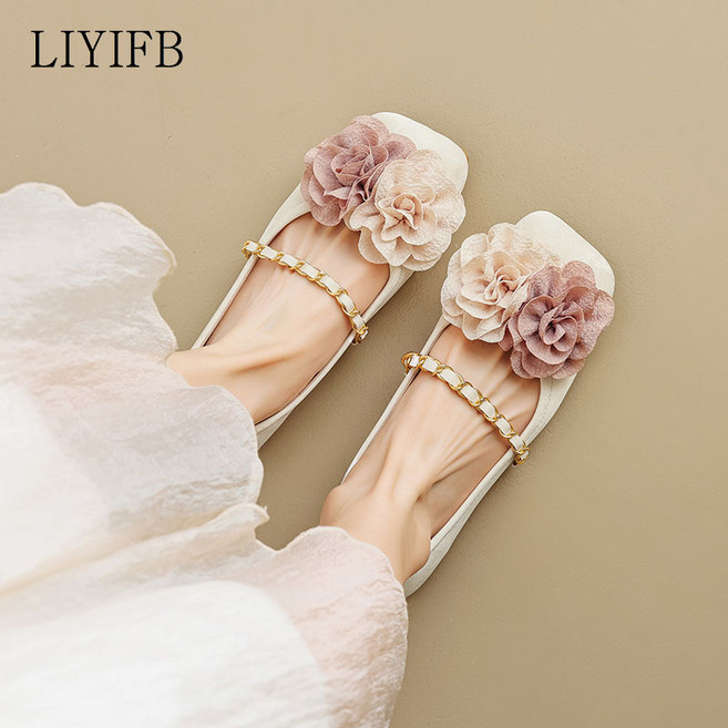 LIYIFB 예쁜 여성 단화 구두 빅사이즈 여성 플랫슈즈265-225