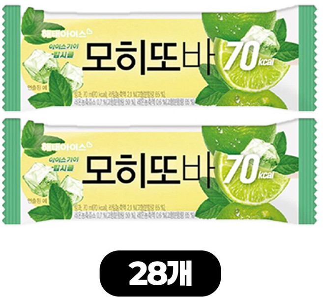 해태 막대 아이스크림 아이스가이 팝시클 모히또바, 70ml, 28개