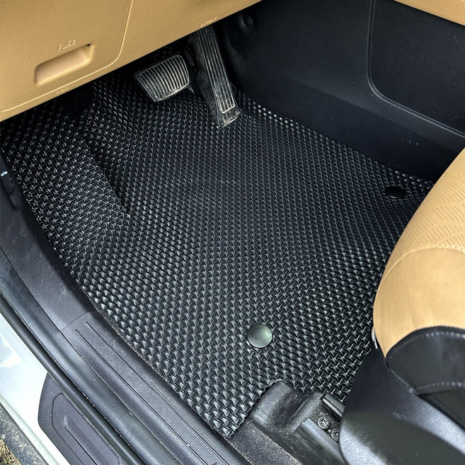 올뉴카니발 체인매트 바닥매트 자동차매트 카 발판 차량용 운전석 조수석 뒷좌석 주문제작, 테두리O 블랙, 운전석+조수석, 더뉴카니발KA4 PE(23년11월~)