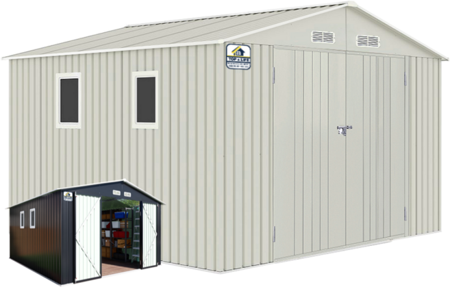 [탑앤라이프] 그랜드-3XL 크림베이지 조립식창고 야외창고 농막 전원주택 간이 이동식 썬루프 특대형, (고강도플라스틱데크) 제외, (솔리드방수코팅보드) 제외, (LED동작감지센서등) 제외