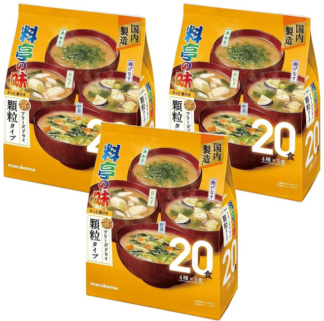 마루코메 대용량 동결건조된 과립 고급 음식점의 어쏘트 아오사 + 대파 + 튀긴 가지 + 채소 맛 20개입, 150g, 3개
