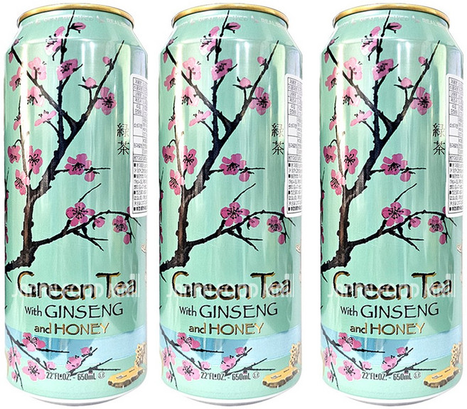 아리조나 그린티 위드 진생 앤 허니, 650ml, 3개