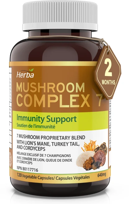 베타글루칸 버섯 콤플렉스 1280mg 120캡슐 영지버섯 동충하초 마이타케 7가지 버섯추출물 허바 캐나다, 1병/120캡슐, 120정, 1개 - 쿠팡