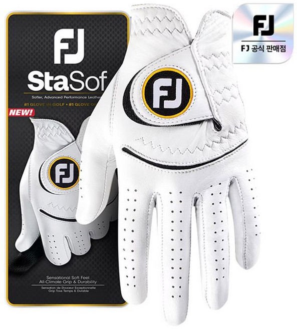 풋조이 남성용 양피 뉴 스테이소프 골프장갑 왼손용, 화이트, 1개
