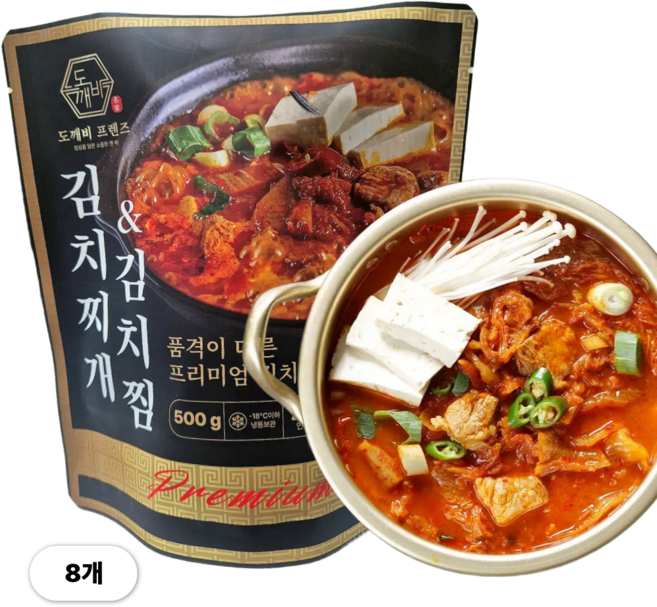 도깨비 김치찌개 국내산 돼지고기 캠핑 황금비율 김치찜, 8개, 500g