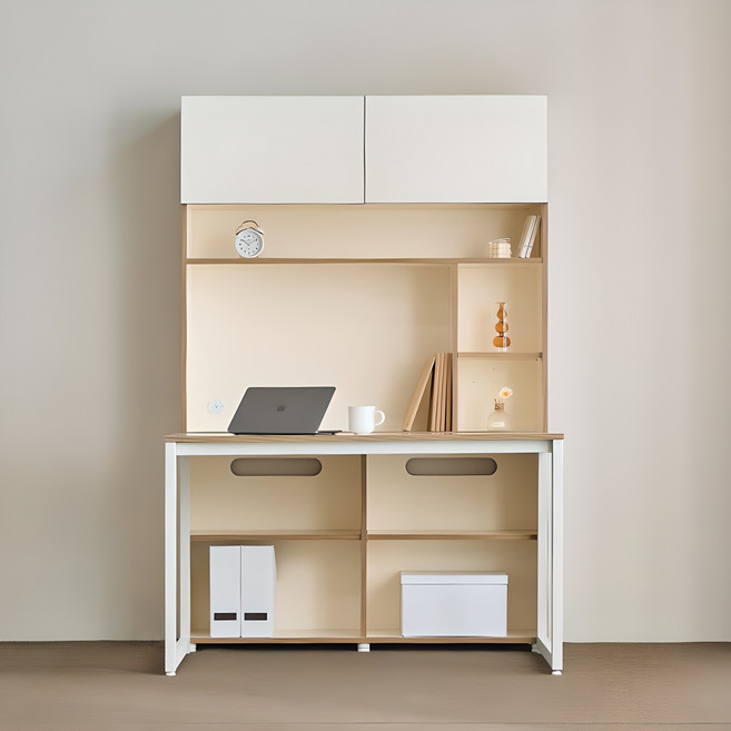 퍼리든 엔버스트 책상 책장 세트 방문설치, 크림