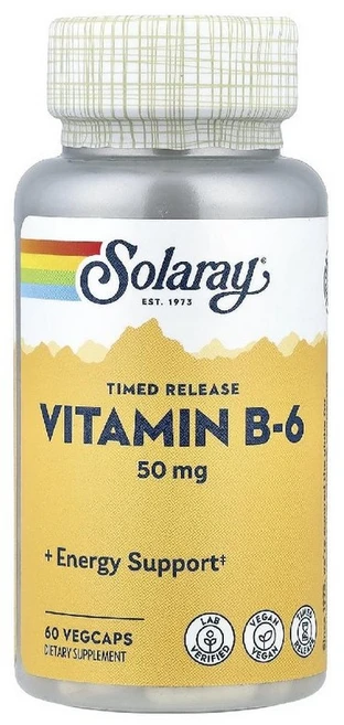 쏠라레이 서방형 비타민B6 50mg 60 베지캡슐, 1개, 60정 - 쿠팡